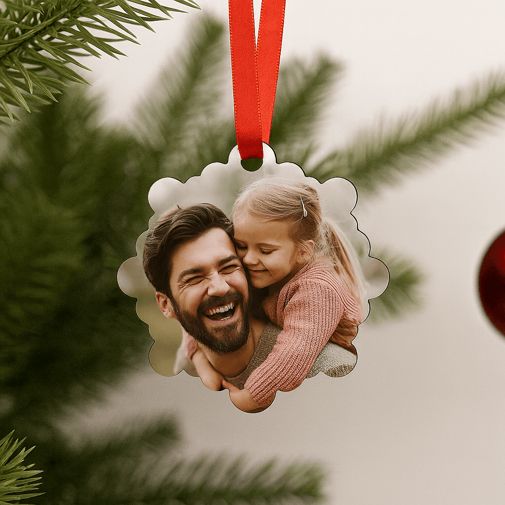 Personalisierte Weihnachtsbaumkugel Schneeflocke – Foto Anhänger aus MDF
