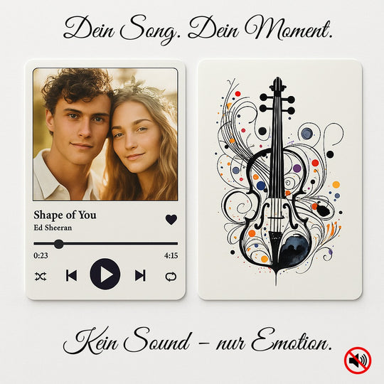 Personalisierte Foto-Karte mit Lieblingssong – Erinnerungskarte aus Aluminium fürs Portemonnaie (spielt keine Musik ab)