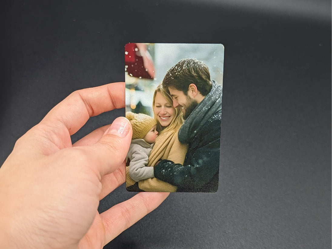 Personalisierte Foto-Karte mit Familienfoto im Winter – ideales Geschenk für Geldbörse
