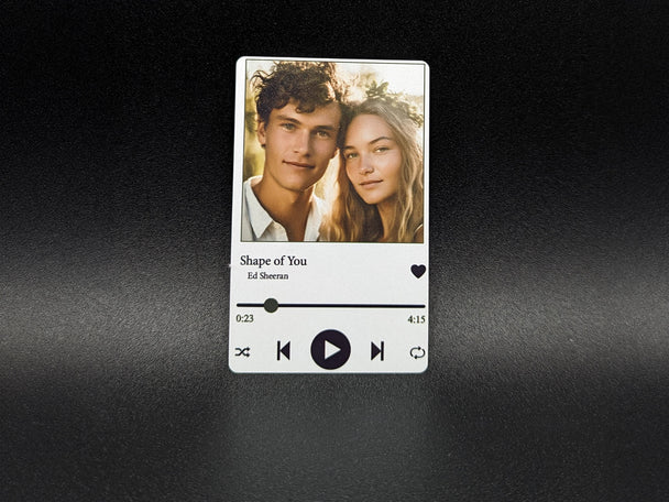 Personalisierte Aluminium-Foto-Karte mit Musik – Geschenkidee mit Foto und Lieblingslied