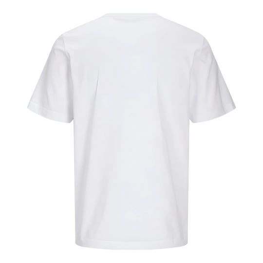 Rückseite des weißen Herren T-Shirts aus Bio-Baumwolle