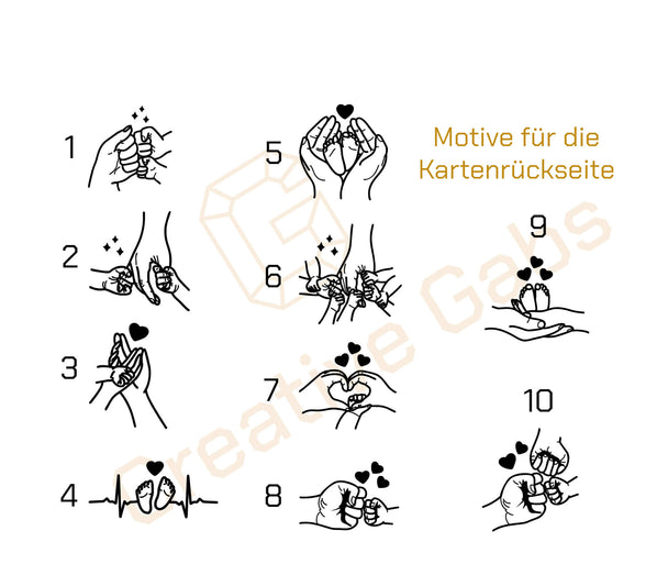 Foto-Karte aus Aluminium mit Babyfüß‑Motiven – gestaltbar mit Foto
