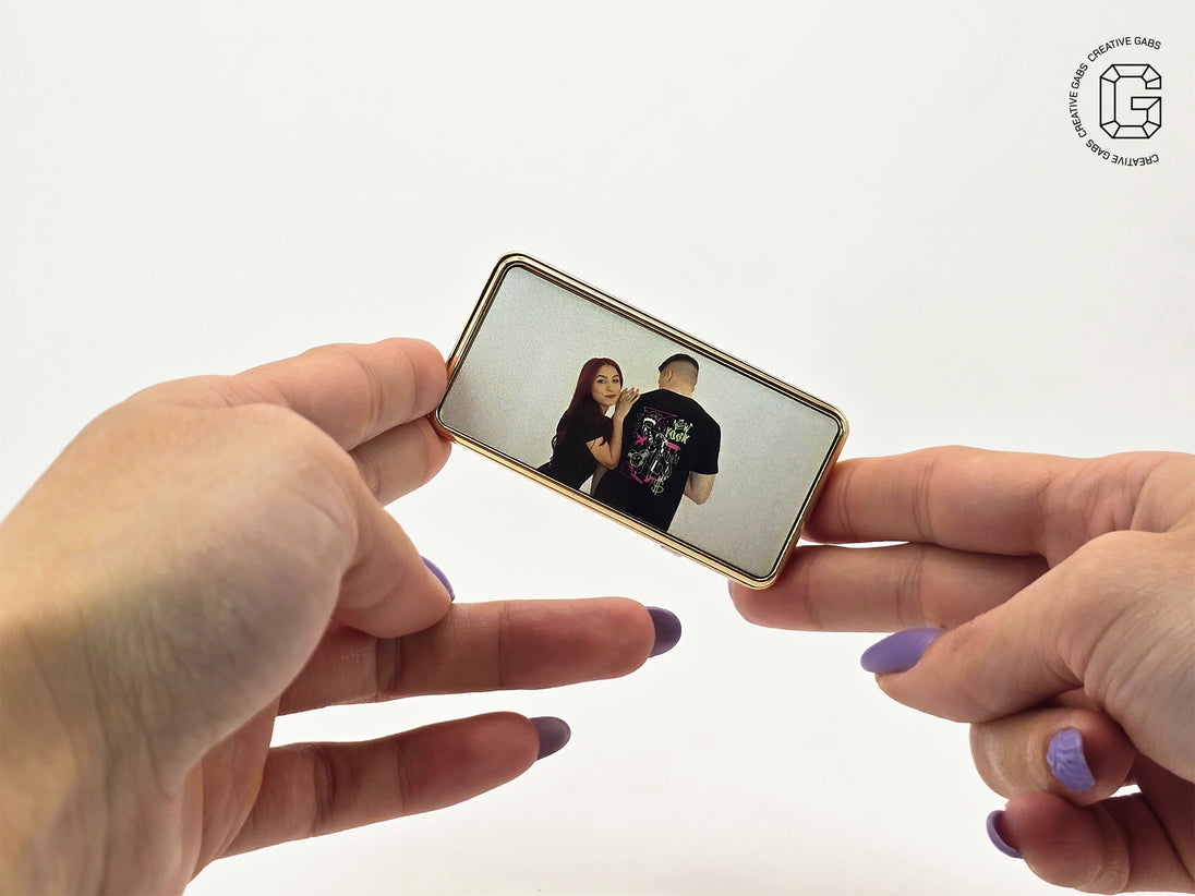Romantisches Paar Geschenk – Feuerzeug mit Foto in Gold