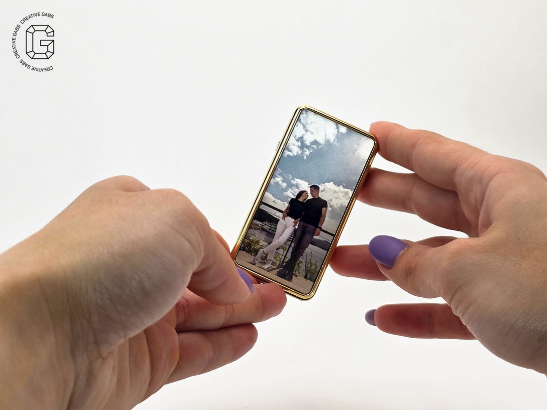 Romantisches Paar Geschenk – Feuerzeug mit Foto in Gold