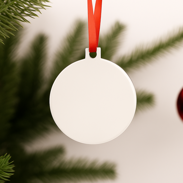 Unbedruckte flache Weihnachtskugel aus Metall für personalisierte Fotodrucke