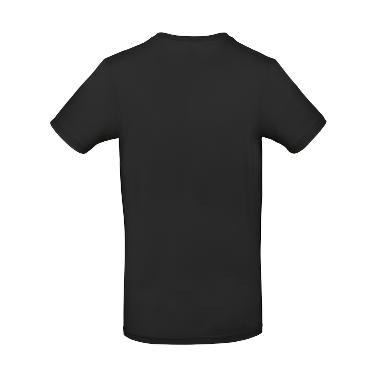 Schwarzes T-Shirt hinten – ideale Fläche für individuellen Rückendruck, B&C Modell
