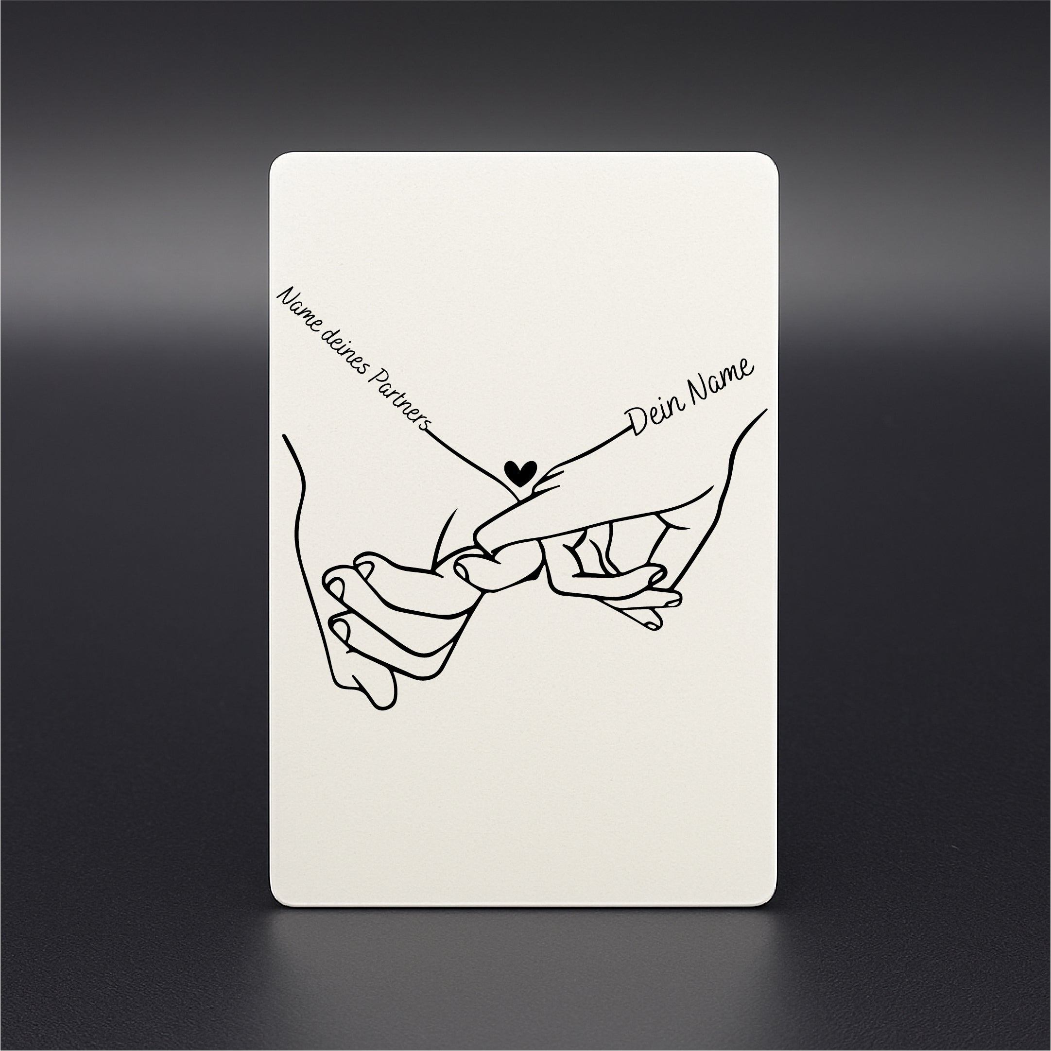Personalisierte Fotokarte aus Aluminium mit Foto & Namen – Geschenk für Paare