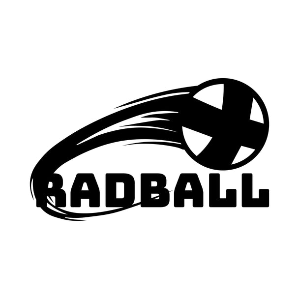 Radball Aufkleber Design – stilisierte Silhouette mit Fahrradball und sportlicher Schriftzug

