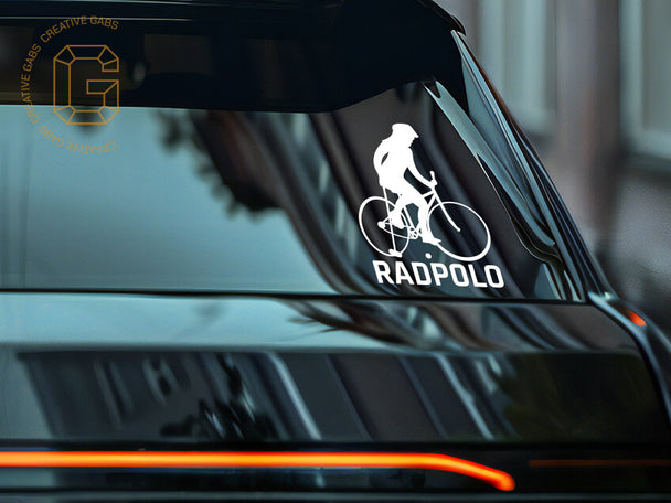 Detailansicht vom wetterfesten Vinyl des Radpolo Stickers