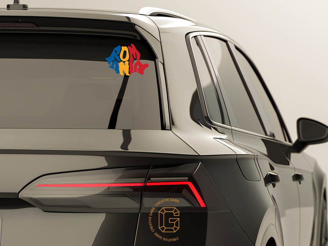 Rumänien Sticker fürs Auto – auf Heckscheibe angebracht
