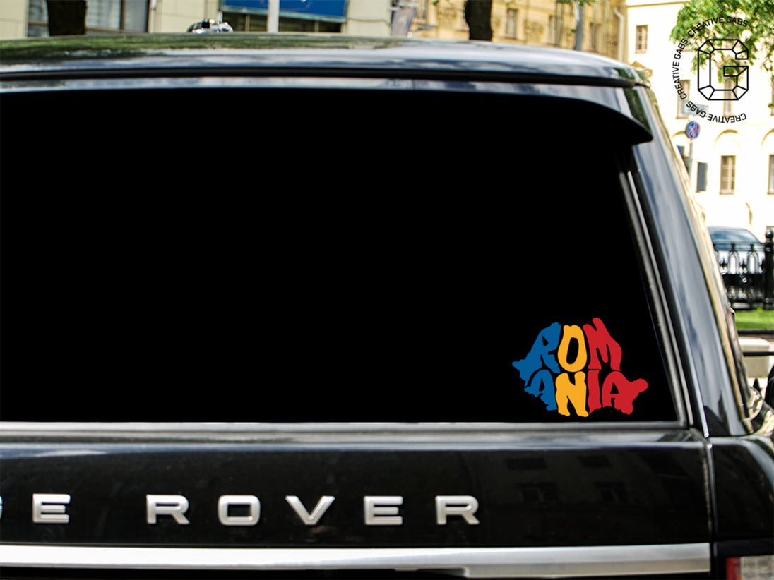 Rumänien Stickers mit Tricolor und Schriftzug