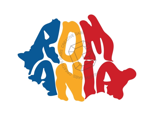 Grafik des Rumänien Stickers mit Tricolor und Schriftzug „România“