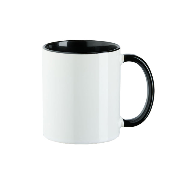 Personalisierte Tasse mit schwarzem Rand und Innenseite – spülmaschinenfest mit Orca-Beschichtung