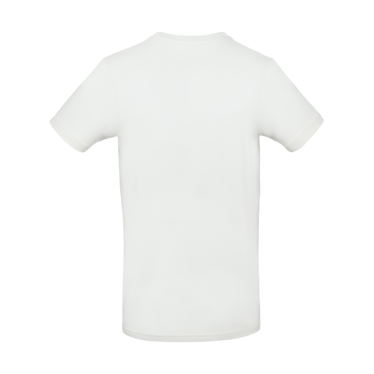 Weißes Herren T-Shirt Rückseite – geeignet für Wunschtext oder Logo, B&C Schnitt
