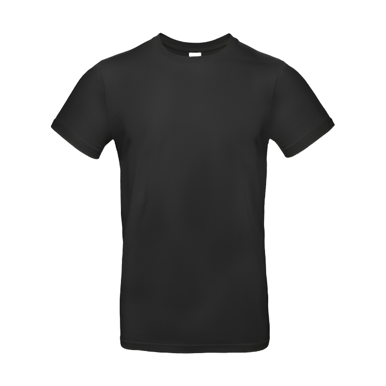 Schwarzes Herren T-Shirt vorne – personalisierbar mit Wunschtext, B&C Regular Fit