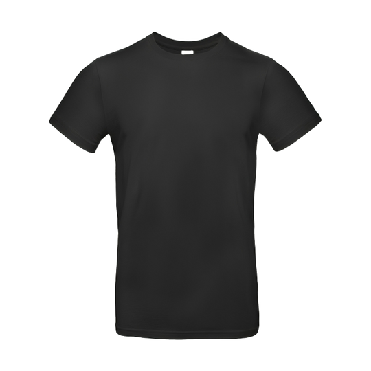 Schwarzes Herren T-Shirt vorne – personalisierbar mit Wunschtext, B&C Regular Fit