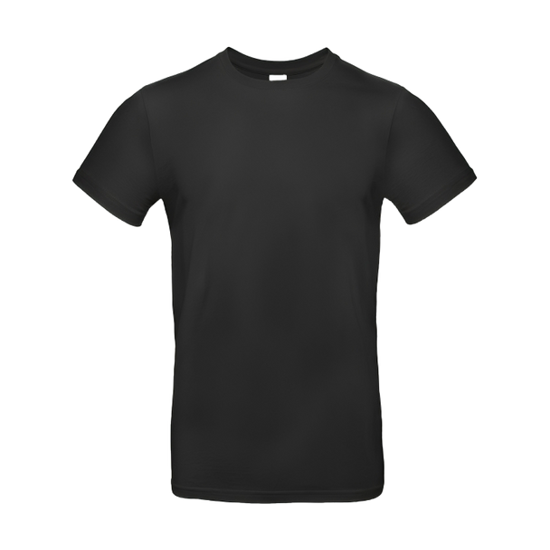 Schwarzes Herren T-Shirt vorne – personalisierbar mit Wunschtext, B&C Regular Fit