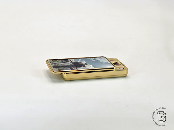 Wiederaufladbares USB Feuerzeug in Gold mit persönlichem Foto